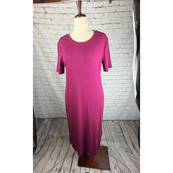 A New Day Dresses & Skirts - A New Day Ribbed Crew Neck Midi Dress Womens Size XXL Pink Magenta Side Slit New